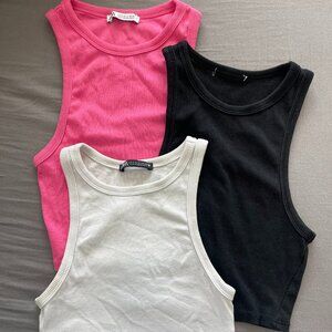 Zara Cropped Tank Tops (Set of 3)